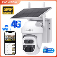 INQMEGA WIFI / 4G Solar Powered Camera Rechargeable Battery PTZ Outdoor PIR Motion Detection 2-Way Audio Surveillance Camera