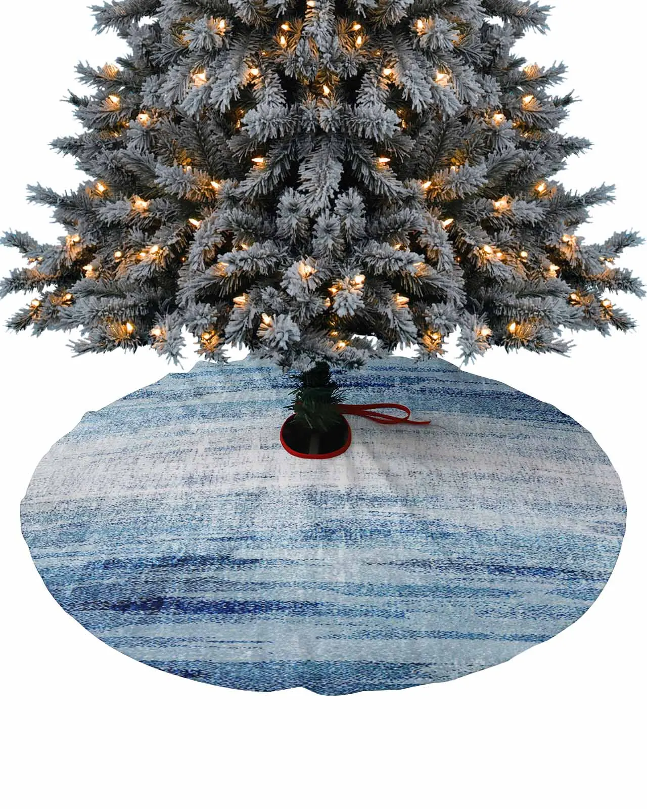 Retro Texture Gradient Christmas Tree Creative Printed Tree Bottom Decoration Festival Party Tree Skirt