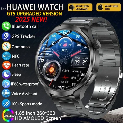 Para Huawei 1,85 pulgadas reloj inteligente hombres deporte impermeable Fitness relojes de ritmo cardíaco brújula GPS pista NFC Bluetooth llamada Smartwatch