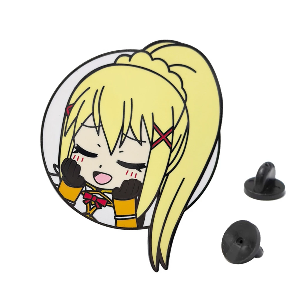 أزياء أنيمي كونو سوباراشي سيكاي ني شوكوفوكو wo Megumin Satou Kazuma التأثيرية أزياء الدعامة المعدنية شارة دبوس سبيكة بروش الملحقات