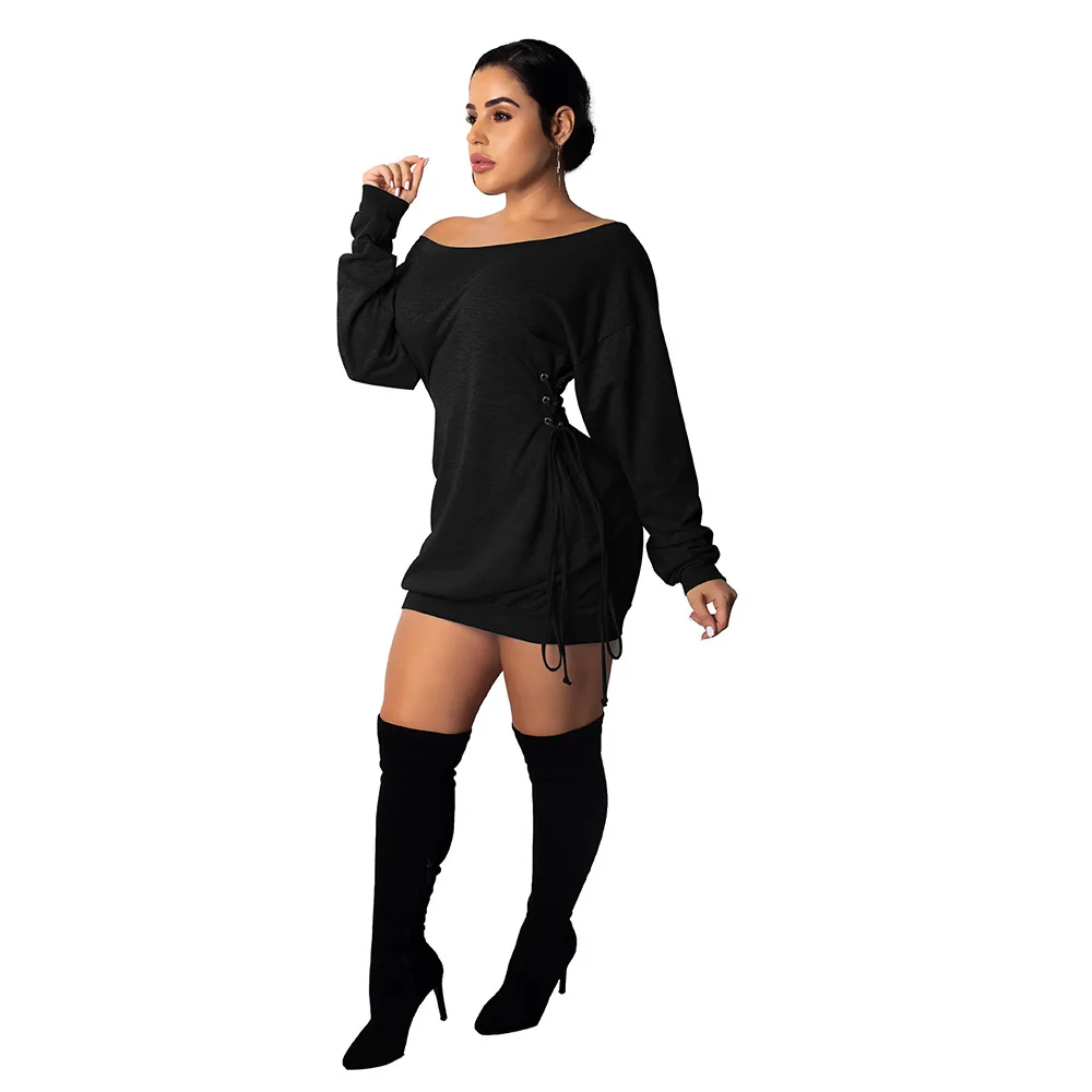 VOLALO Women Cloak Sleeve Dress Party Dress Runched Long Sleeve  Slim Fit Club Bodycon Mini Dress