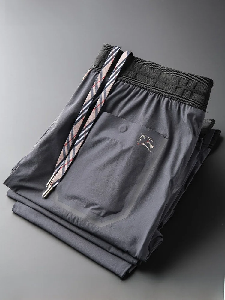 

Мужские спортивные брюки премиум-класса из ледяного шелка, облегающие, легкие, удобные, повседневные, с карманами, модные, в городском стиле