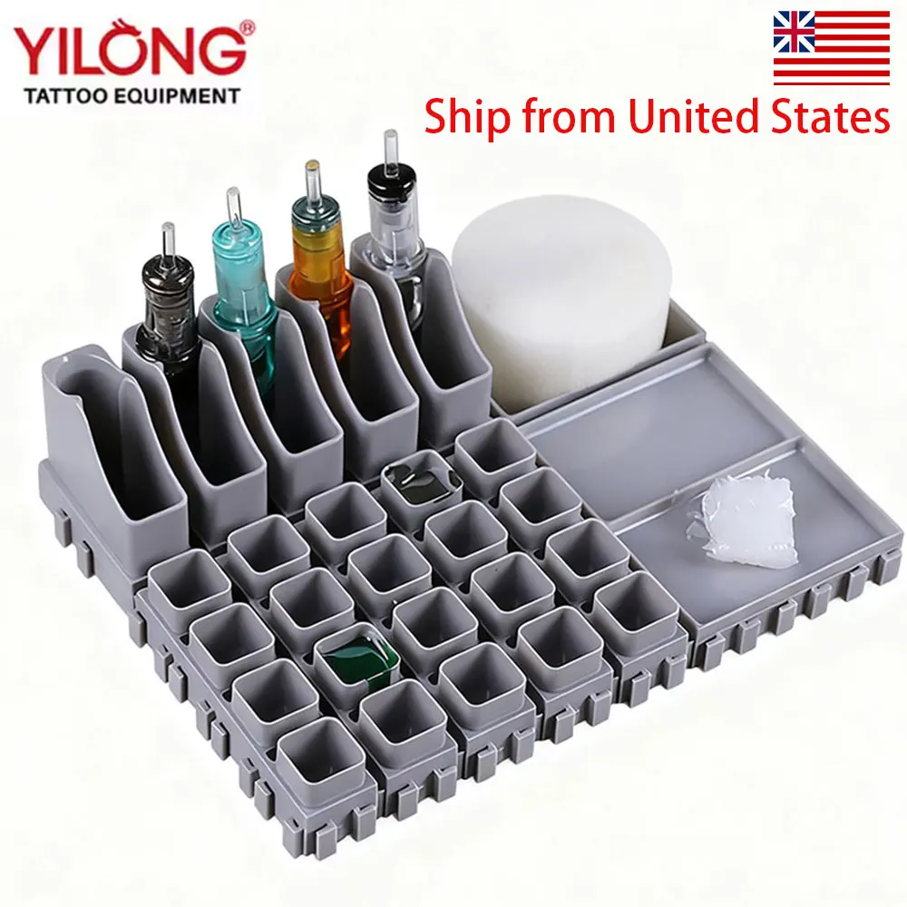 

В наличии в США, многофункциональная чашка с чернилами, держатель для картриджа для татуировки, ABS, татуировщик, настольные комбинации для хранения, стеллаж, аксессуары для татуировок