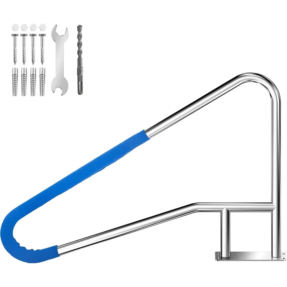

Pool Handrail 55x32, Stainless Steel Railing, 300Lbs Load Capacity, Glue Grip Cover, GRAP Rail for Pool Steps