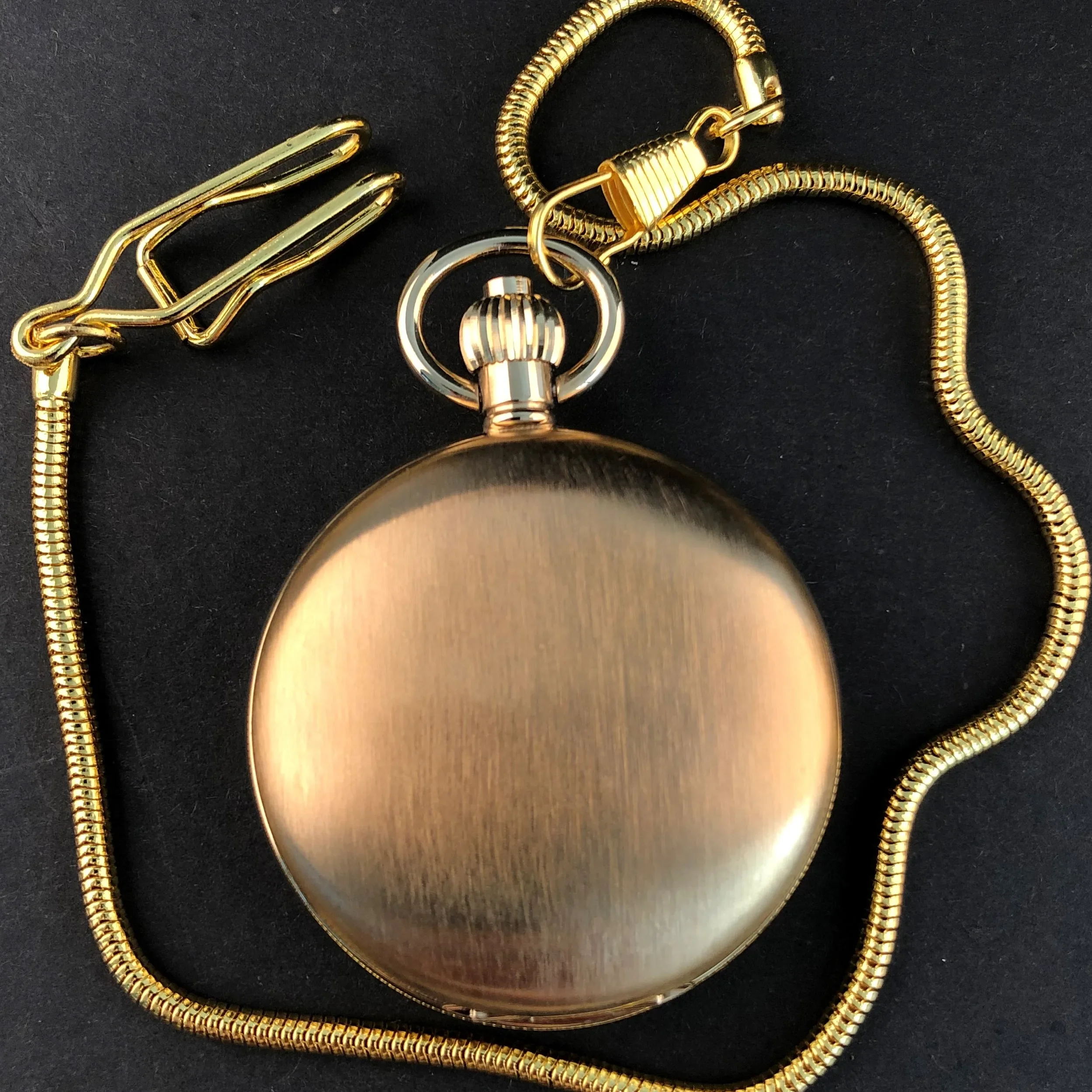 Vintage Gold 2 Zijden Open Case Pocket Watch Mechanisch Handopwindend Heren Dames Zakhorloges Hanger Met Ketting Klok