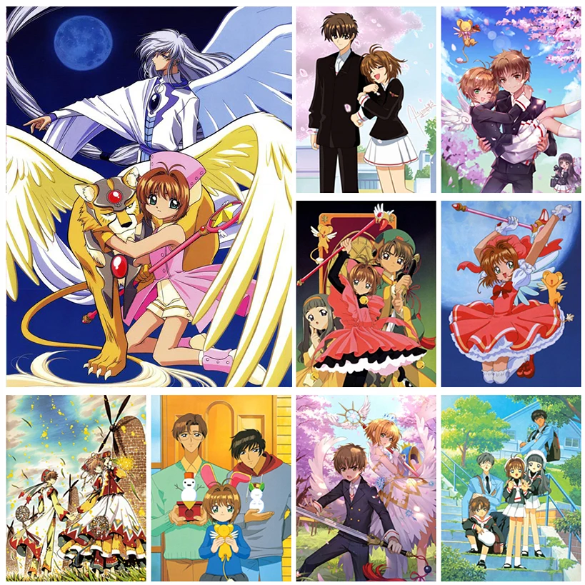 

5D Diy Cardcaptor Sakura Diamond Embroidery Japanese Anime Diamond Painting Cartoon Full Round Drill Mosaic Cross Stitch Kits
