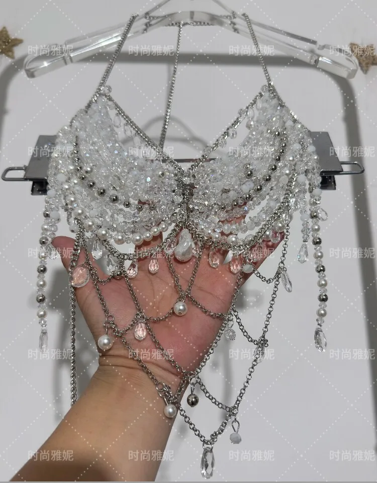 New Heavy Industry Body Chain Female Sexy Versatile Chest Accessories Trendy Beaded Hollow Underwear Skirt Beaded Set