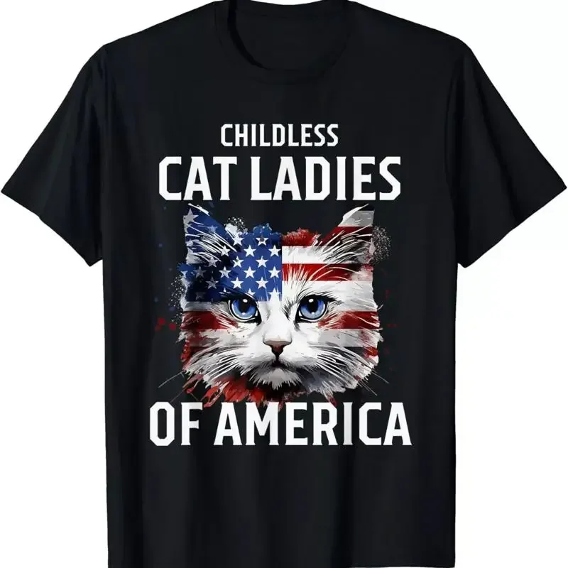 Childless Cat Lady Of America Kamala Harris 2024 Us Flag T Shirt