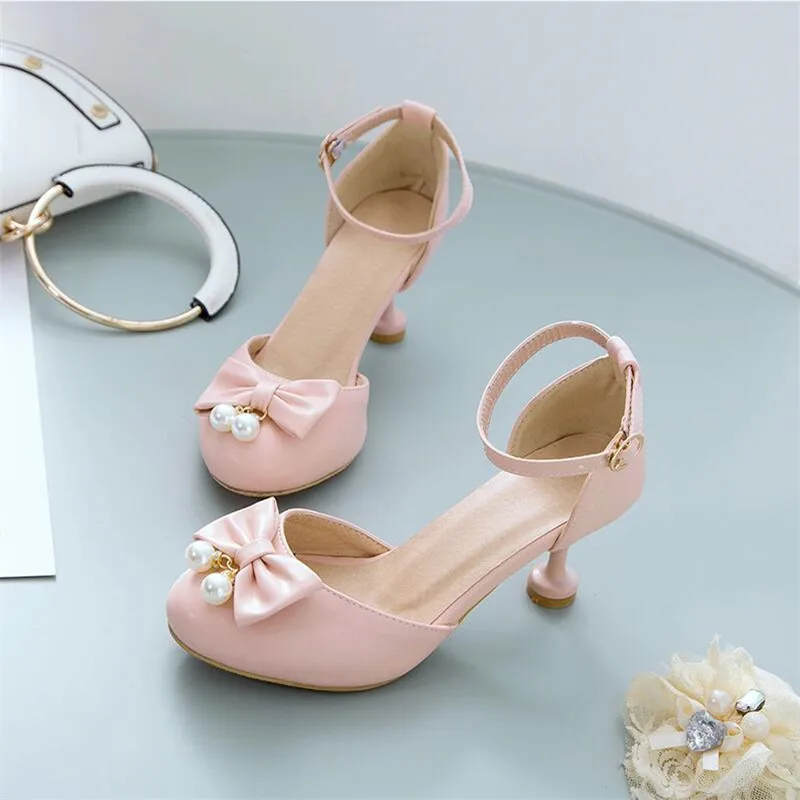 Baby Mädchen Prinzessin Schuh High Heel Bogen Kinder Leder Schuh Hochzeit Geburtstag Party Mädchen Schuh