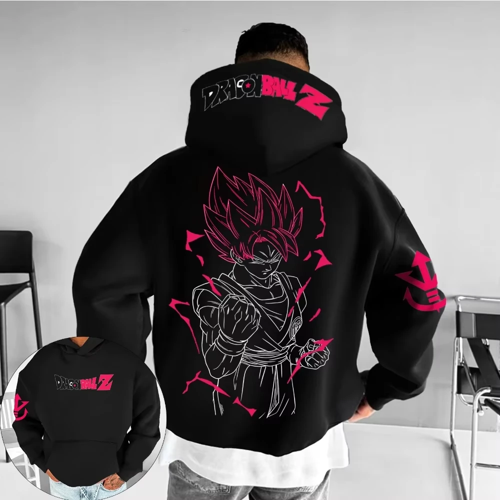 سترة بغطاء للرأس للرجال من Dragon Ball Zamasu Goku باللون الأسود الياباني أنيمي الصيف الخريف الصبي الاطفال Harajuku سترة بقلنسوة طويلة مريحة