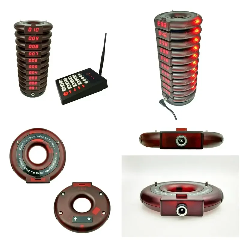 433.92MHz Wireless Coaster Pager System with Transmitter Keypad for Efficient Restaurant Queue Management Vibrating Pagers