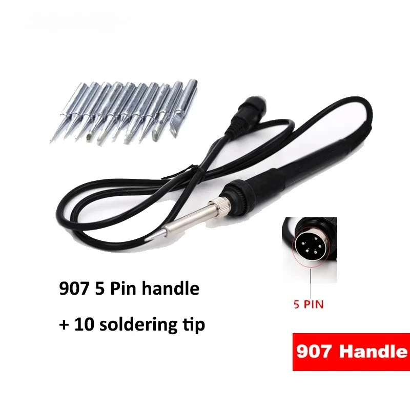 5 Pin 5/hole /7 Hole 907 Soldering Station Iron Handle with A1322 Ceramic Heater 24V with 10 Tip Soldering Iron Tips