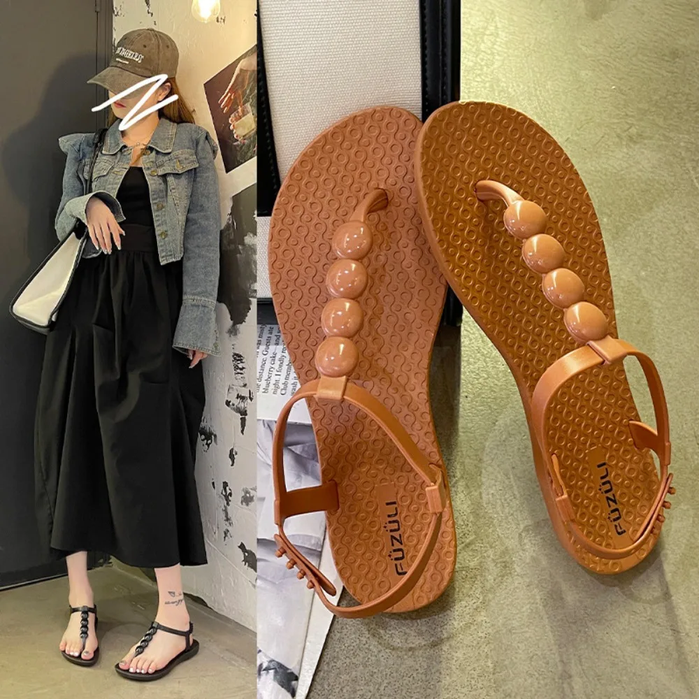 Women wearing flip-flops 2023 new summer fashion flat sandals all match non-slip Roman wind beach shoes