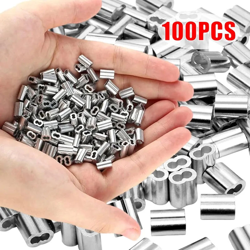 100/1 Piezas de Fundas de Compresión de Doble Orificio para Cables, Terminales de Aluminio en Forma de 8 de 0.5mm-8mm, Accesorios de Ferretería para Cables y Cuerdas