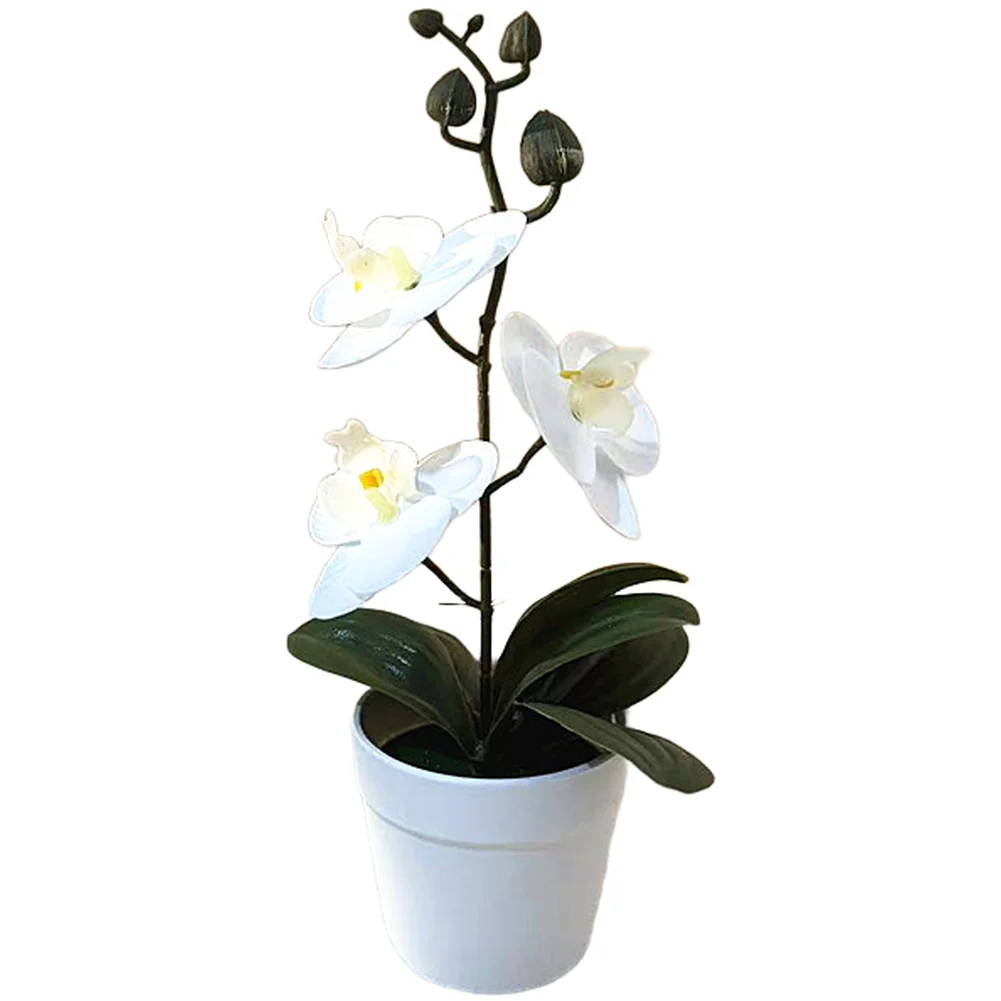 Home Decor Photography Prop White Phalaenopsis Orchid Realistic Artificial Flower Pot Lifelike Butterfly Shape