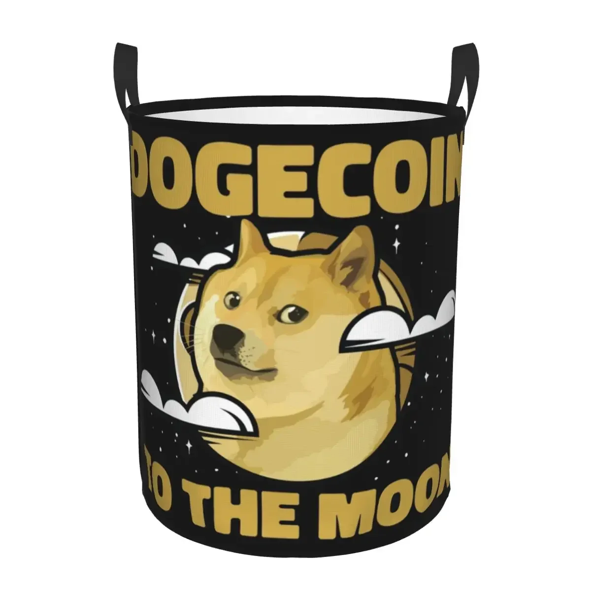 Dogecoin To The Moon Laundry Basket Foldable BTC Cryptocurrency Clothes Toy Hamper Storage Bin for Kids Nursery