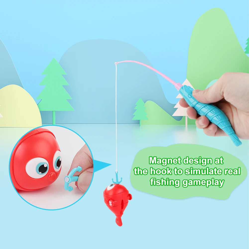 Interaktywne zabawki edukacyjne Montessori, gra dla dzieci z wędką Rozświetlona magnetyczna wędka Zabawa Chodzenie dla chłopców i dziewczynek w wieku 3+ lat