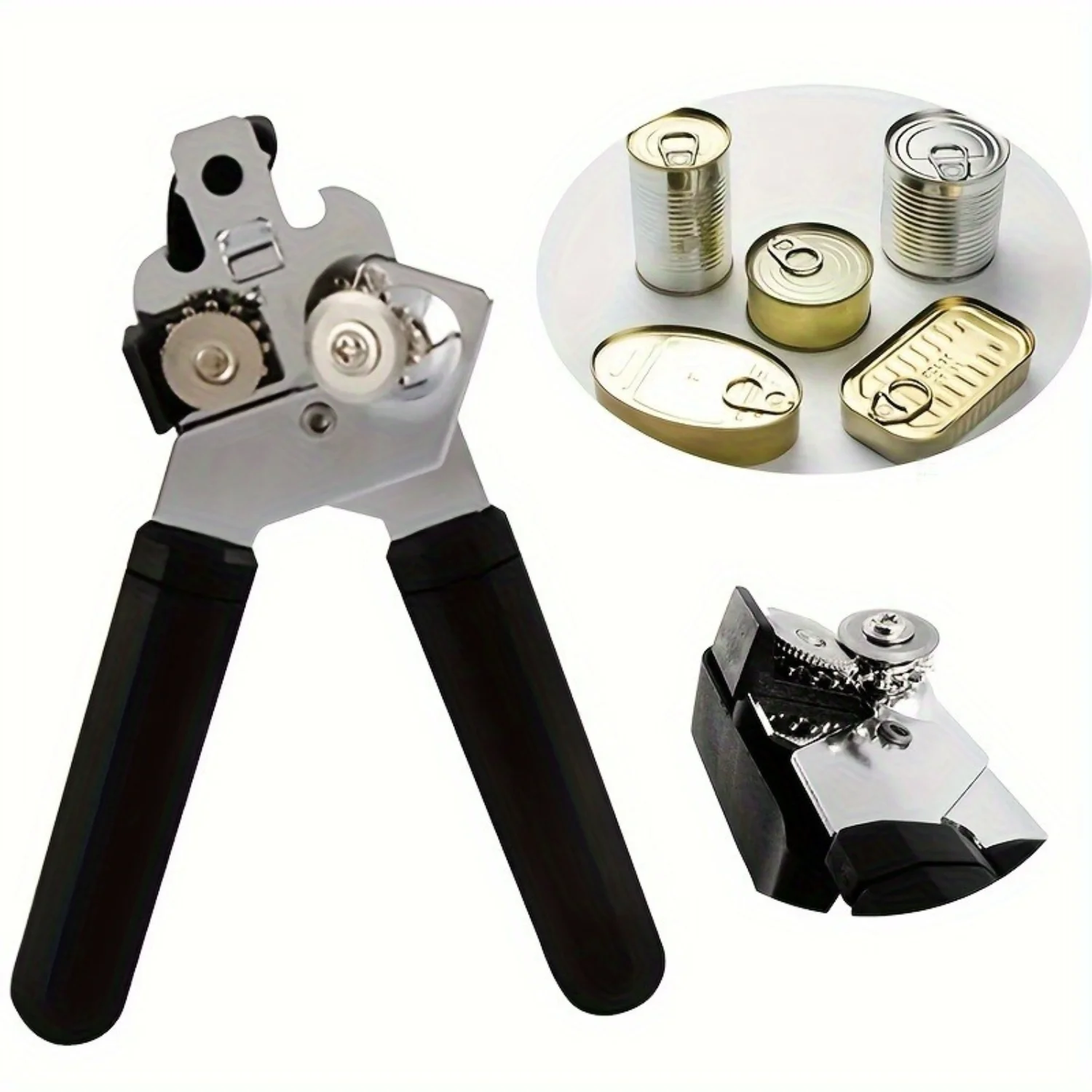 

Professional Stainless Steel Can Opener - Multifunctional, Easy-Grip Manual Bottle & Jar Opener for and Restaurant Use