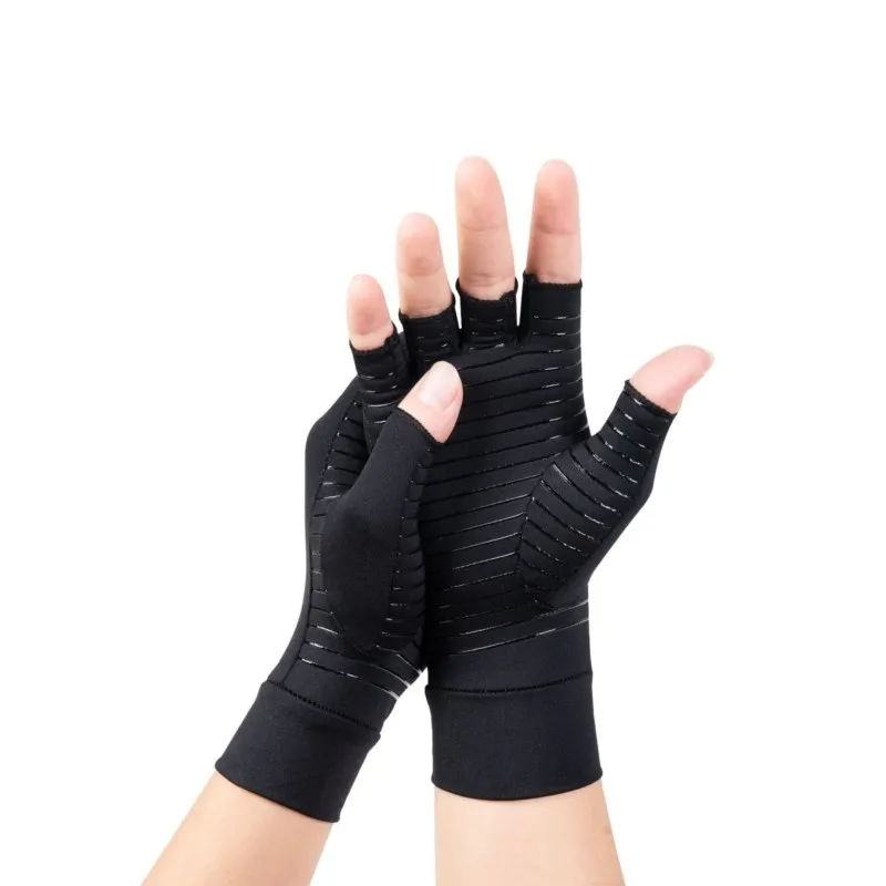 Fahrrad druck Halb finger handschuhe für männliche Gelenk training Luft Kupfer Kompression Arthritis Handschuhe