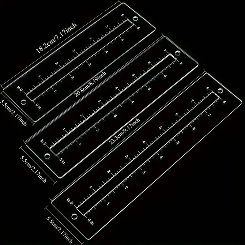 3pcs Acrylic Zipper Template Set Transparent Sewing Ruler For DIY Bag Pocket Crafting Quilting Patchwork Tools For Beginners