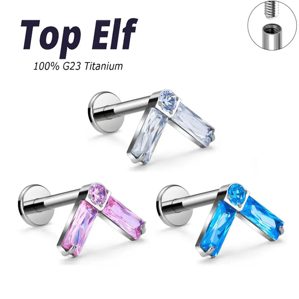 G23 Titanium Ear Studs Internal Thread Labret Helix Tragus Lip Ring Ear Cartilage Earring Stud Jewelry