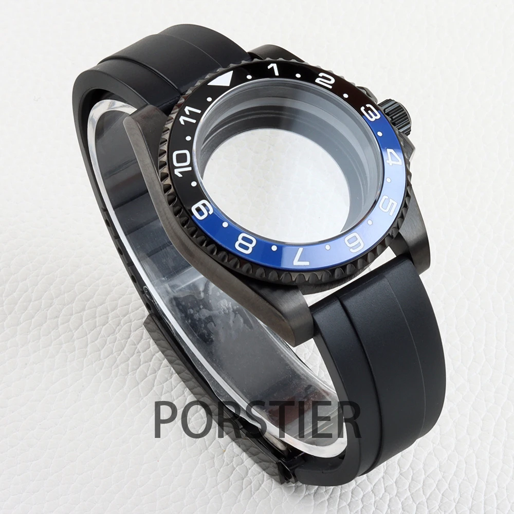 أسود 40 مللي متر NH35 ساعة حافظة الياقوت الزجاج المطاط سوار ل SUB GMT يخت ماستر NH34 NH35 NH36 NH38 حركة 28.5 مللي متر الطلب #3