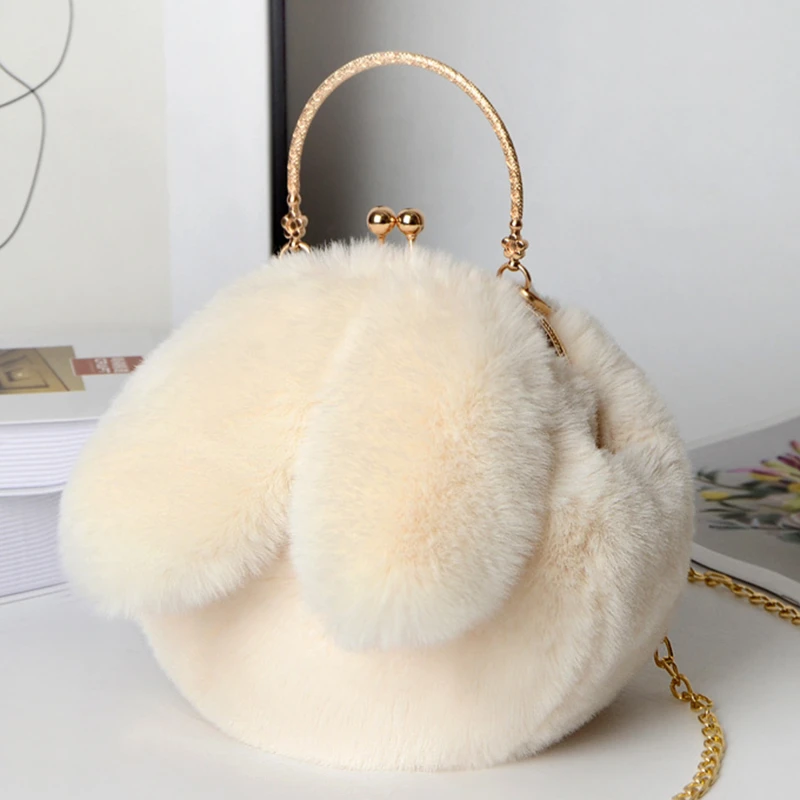 Cute Plush Rabbit Crossbody Bags for Women Korean Version Cute Purses and Handbags Girls New Rabbit Ear Shoulder Messenger Bag