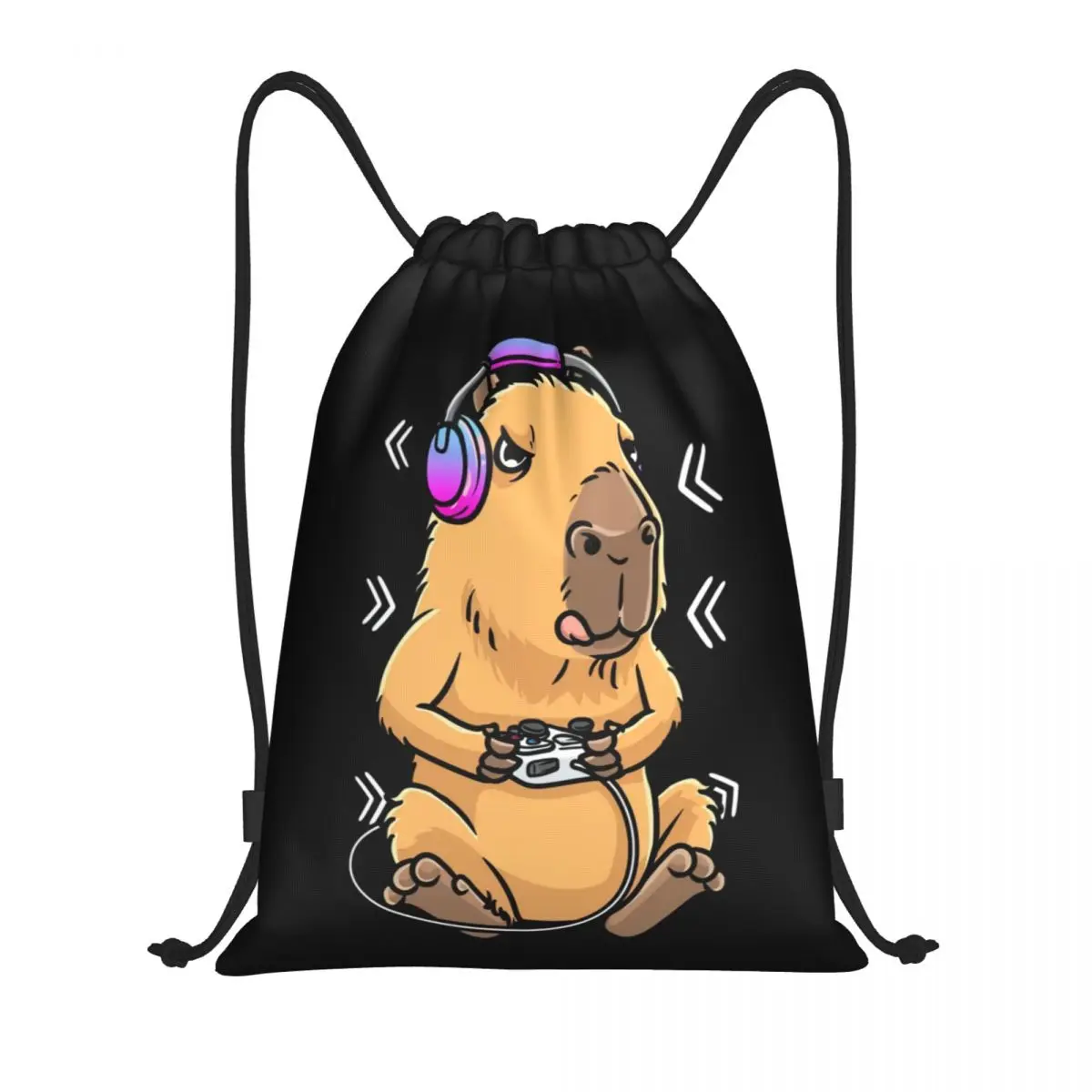 

Custom Capybara Gamer Gaming Drawstring Bags for Shopping Yoga Backpacks Men Women Giant Cavy Rodent Sports Gym Sackpack