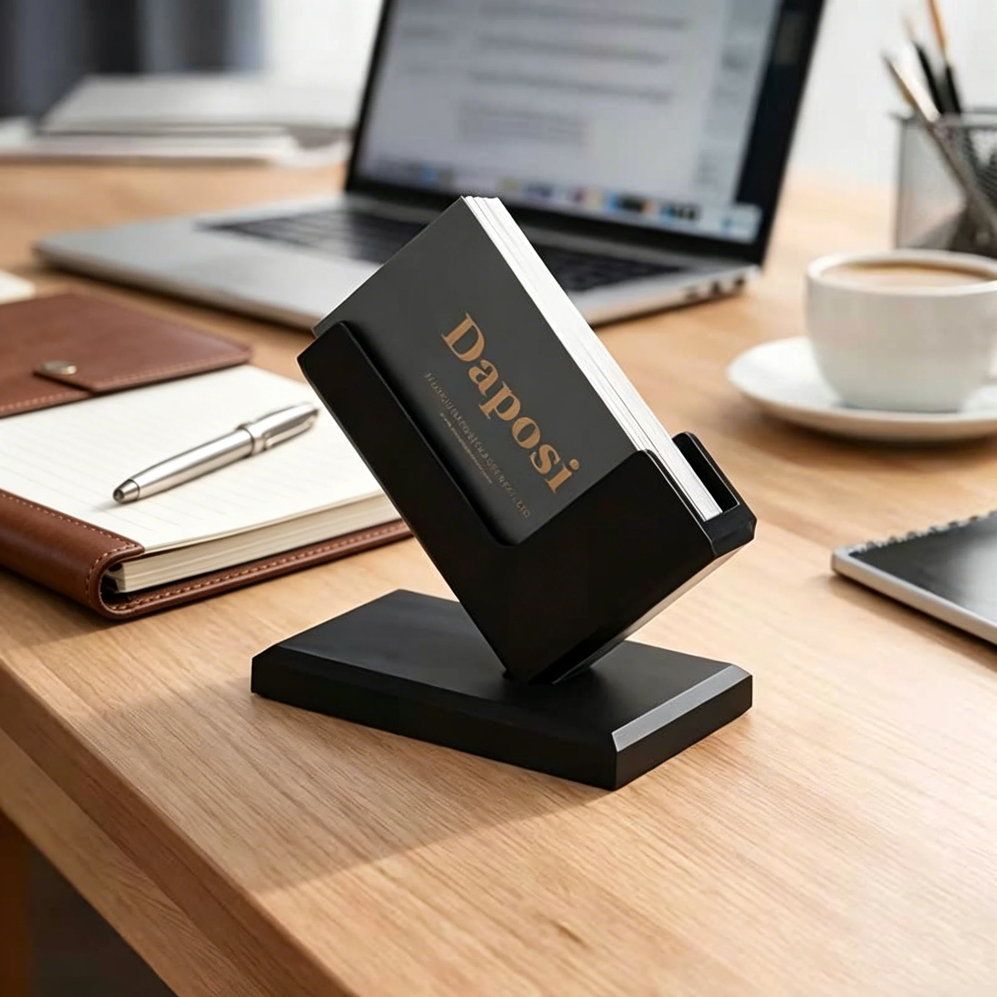 2-Pack Business Card Holder Set, 1 Industrial-Style Creative Business Card Organizer + 1 Roll of Strong Pvc Tape, Desktop Card Display Stand, Minimalist Design Office Organizer, Front Desk Business Card Display Stand,