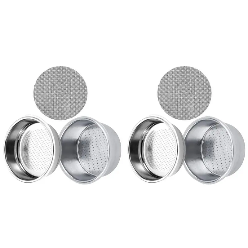 PHFU-2 Set 51Mm Pressurized Espresso Filter Basket (Single & Double Cup) & Puck Screen - For Espresso Machines