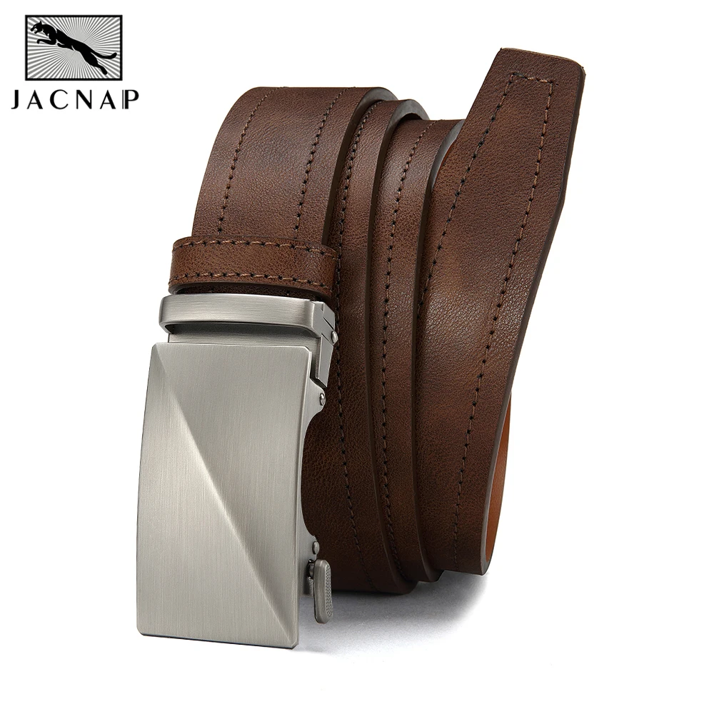 Men's PU Leather Fashionable Automatic Buckle Strap Business High-quality Men's Strap Fashionable Black Alloy Men Ratchet Strap