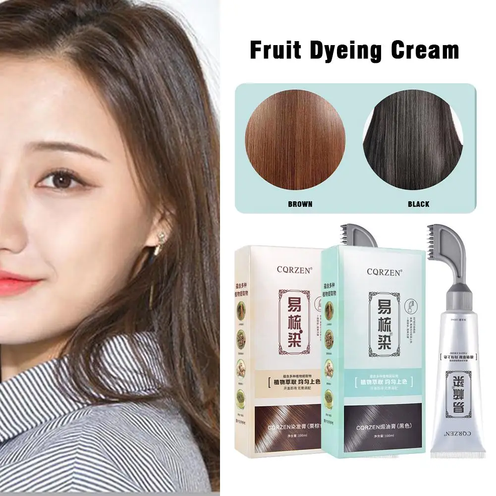 Easy Carding and Dyeing A Comb Black Cover White Hair EW Dye Cream Hair N and Fruit Vegetable Plant P5J3