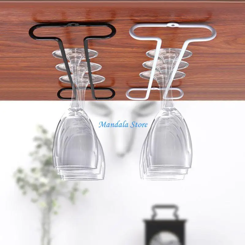 U2JC Wine Glass Rack Under Cabinet Goblet Holder for Home RV Mini Bar Kitchen Storage