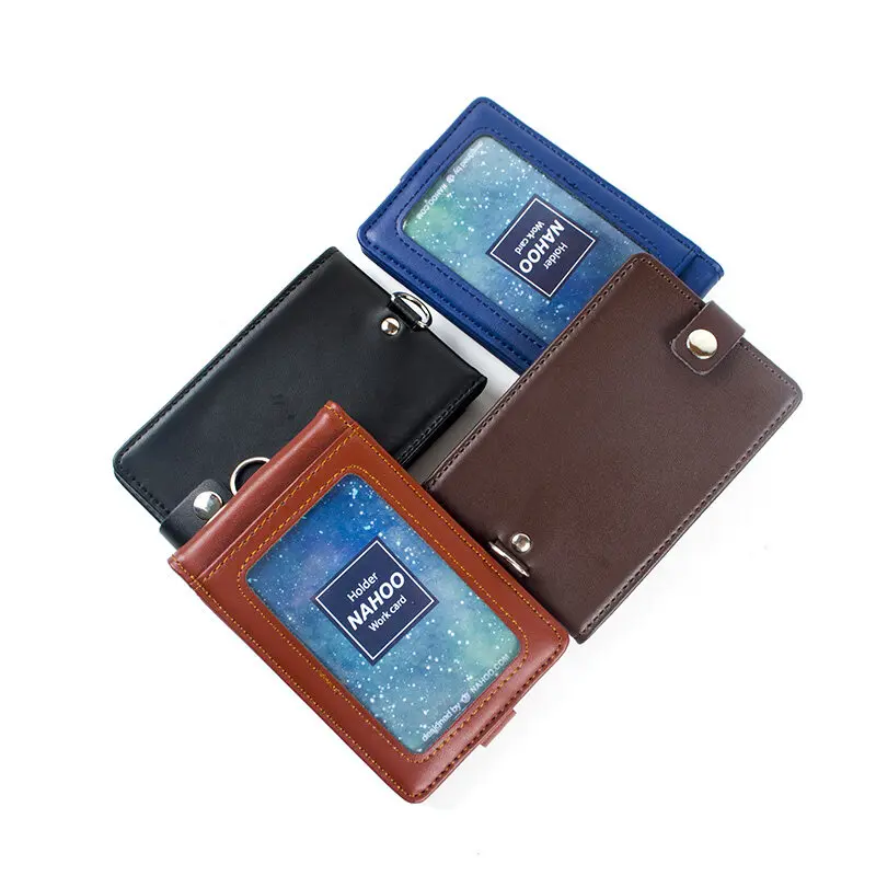 NEW Genuine Leather Badge Holder ID Name Tag Cases Business Work Card Holders Lanyard Chest Card Bag Can Hold 5 Cards