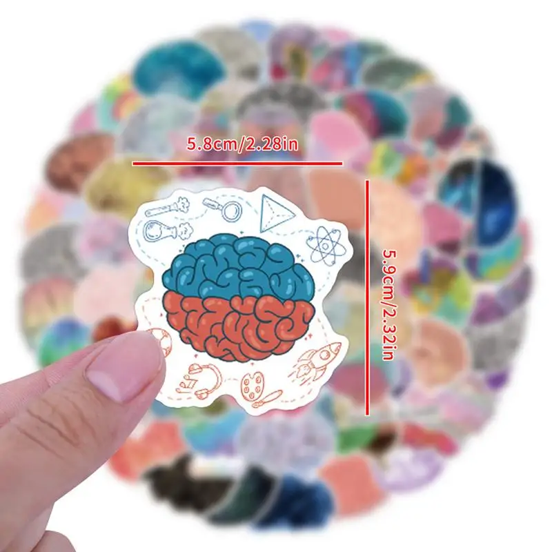 Brain Stickers 110Pcs Waterproof Creative Decals Aesthetic Stickers For Suitcase Water Bottle Refrigerator Computer Decoration