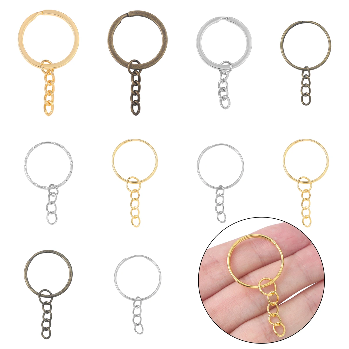 10pcs 2x30/2x25mm Metal Blank Keyrings Split Ring Key Holder Rings DIY Keychain Making Findings Handmade Craft Decor Accessories