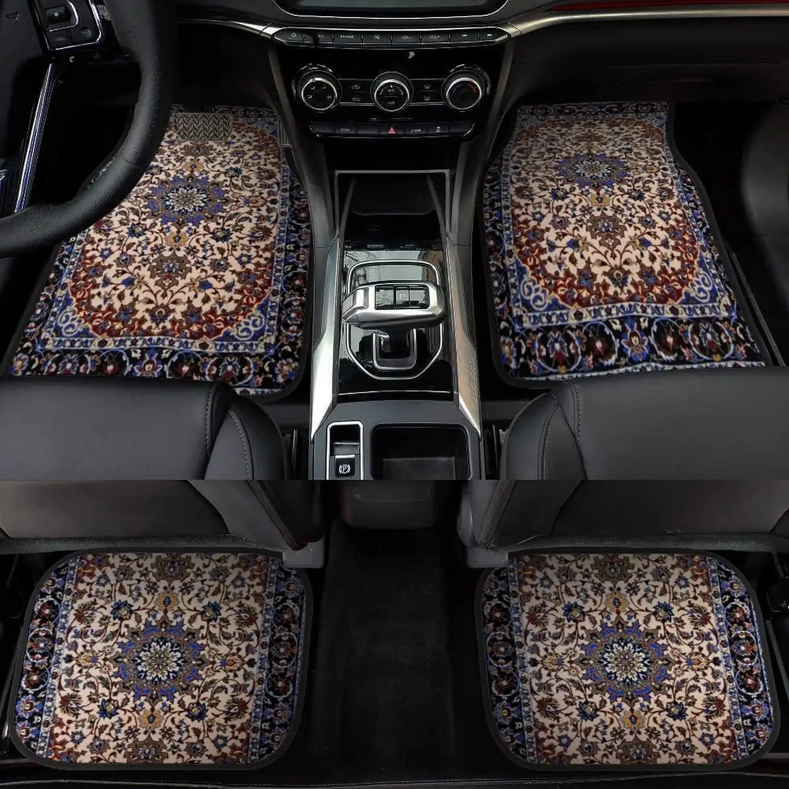 Antique Persian Pattern, Blue Oriental Carpet 4 Pieces Car Floor Mats Car Carpets Full Sets Universal Fit for SUV, Vans Trucks