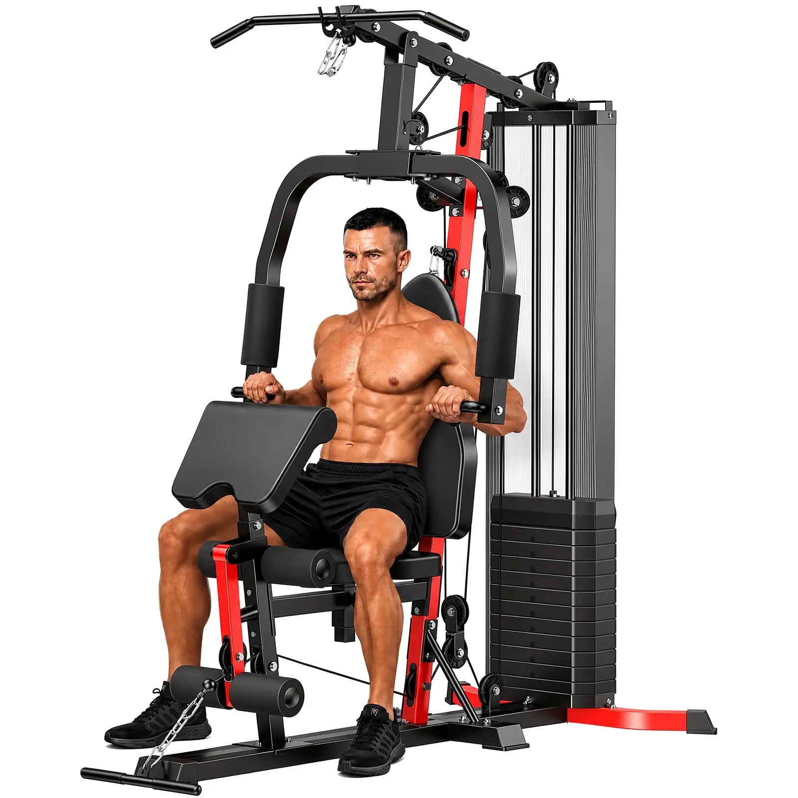 Home Gym System with 160LB Weight Stack, Multifunctional All-in-One Workout Station, Full Body Strength Training System