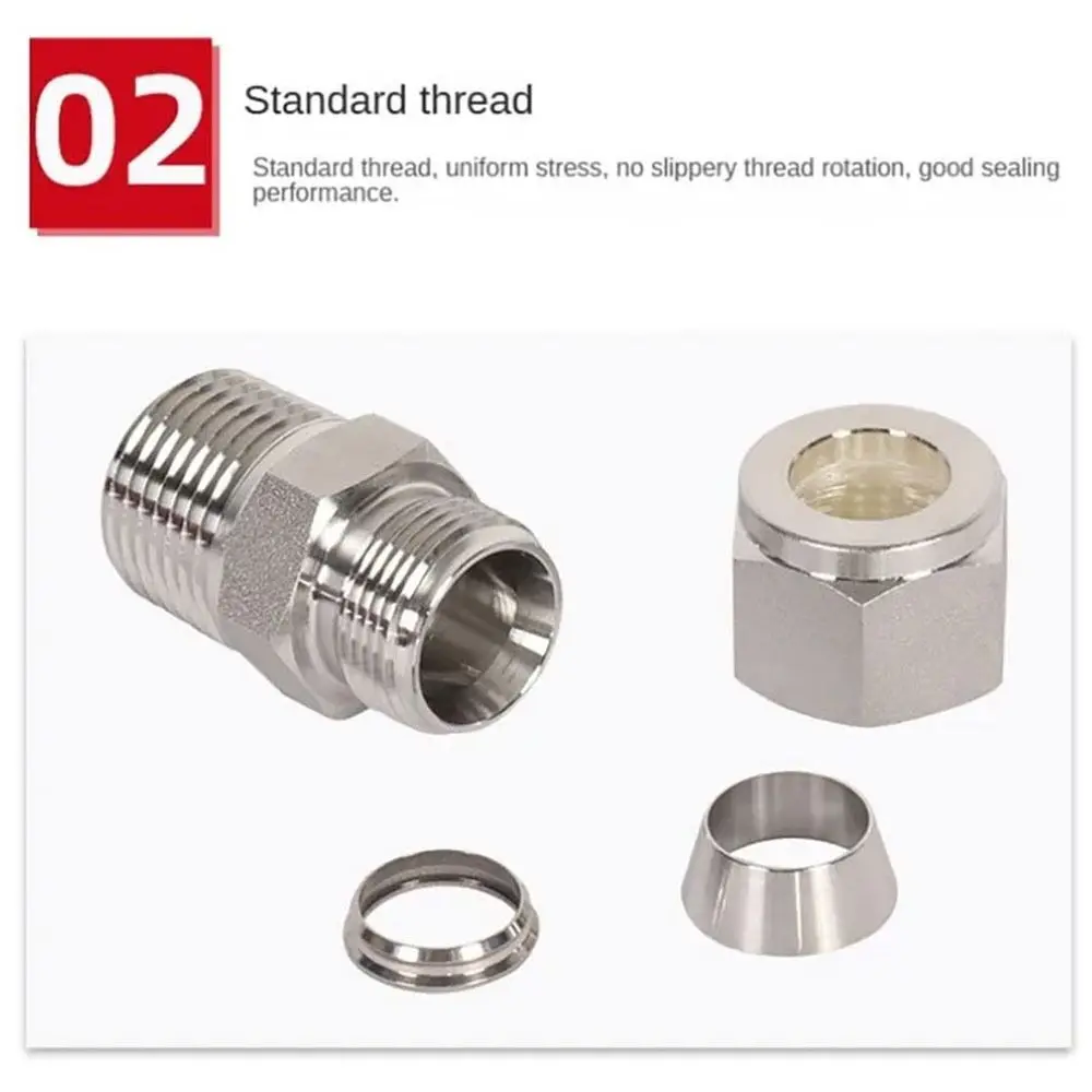 1 قطعة 1/8 "1/4" 3/8 "1/2" ذكر الموضوع إلى 3-16 مللي متر OD تركيب سريع الفولاذ المقاوم للصدأ مزدوج الطويق وصلة أنبوب 304 SS