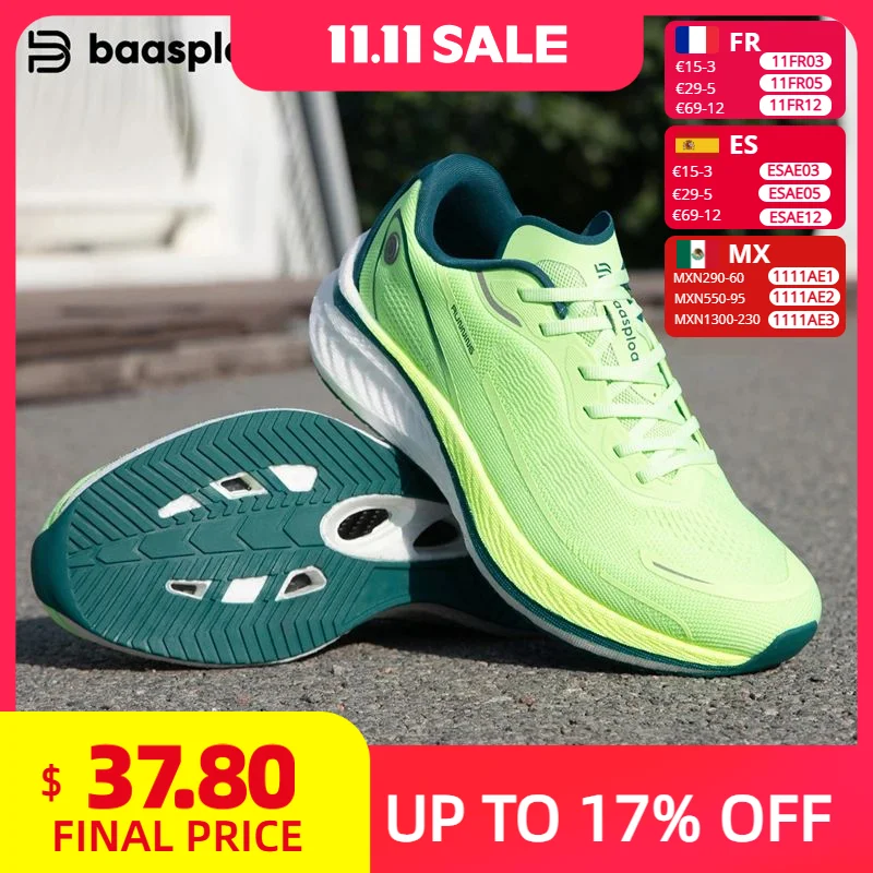 

Baasploa Men Sports Shoes Outdoor Professional Carbon Plate Jogging Sneakers Male reathable Cushioning Anti-slip Running Shoes
