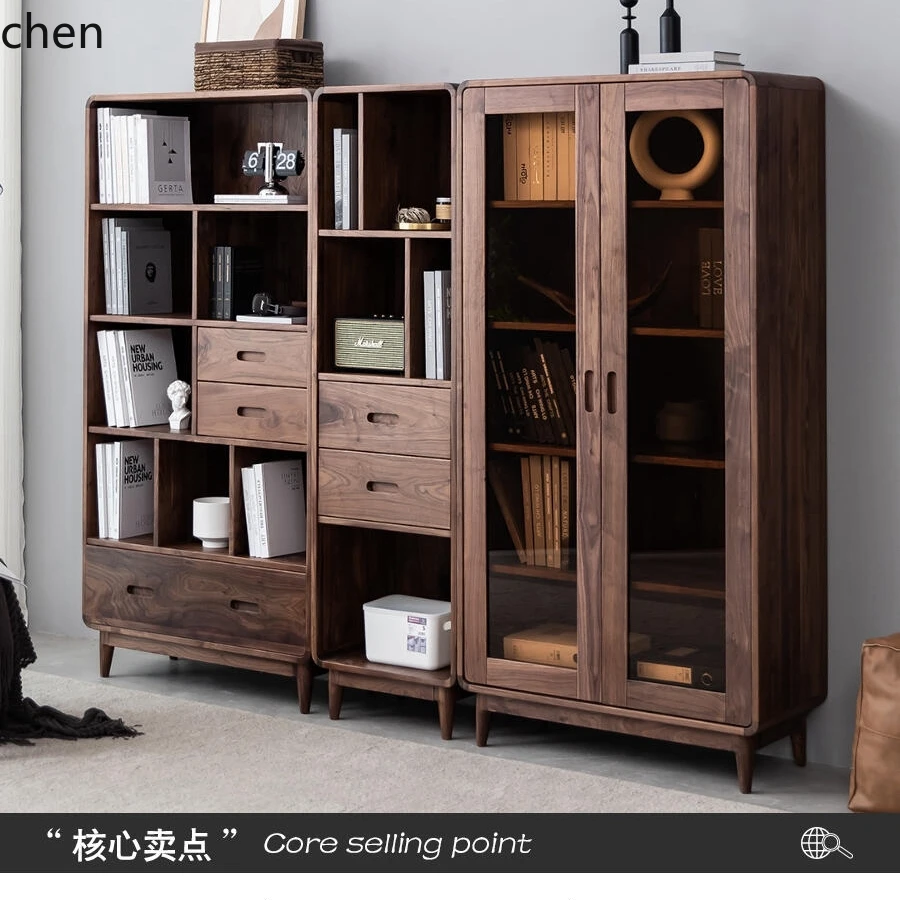 ZML New Chinese Black Walnut Bogu Shelf, Aesthetic Bookcase Display Cabinet Tea Room Cabinet Duobao Pavilion