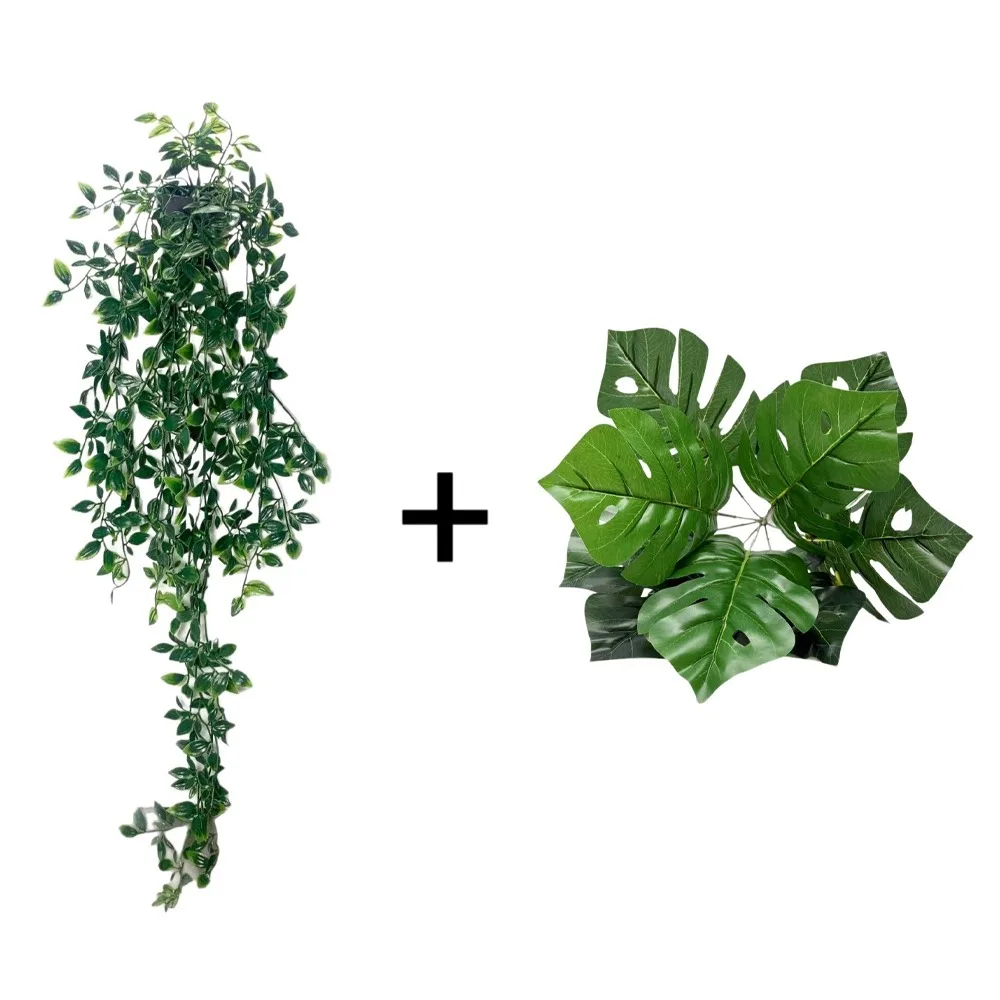 Realistic Artificial Ivy Hanging Plant Mandala Leaf Waterproof Fake Vine Hanging Basket Anti-fade Real Touch Faux Trailing Plant