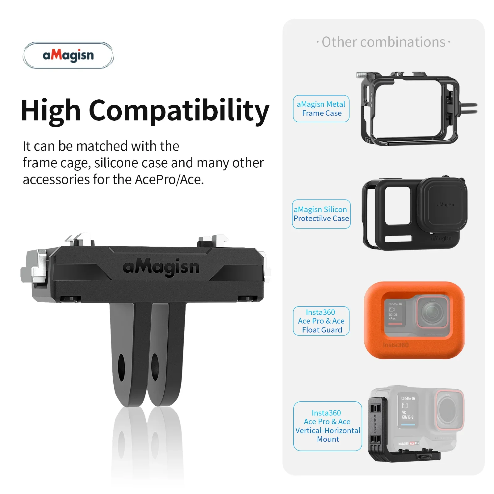 Insta360用の磁気クイックリリースプラスチックマウント,ポータブルアクセサリー