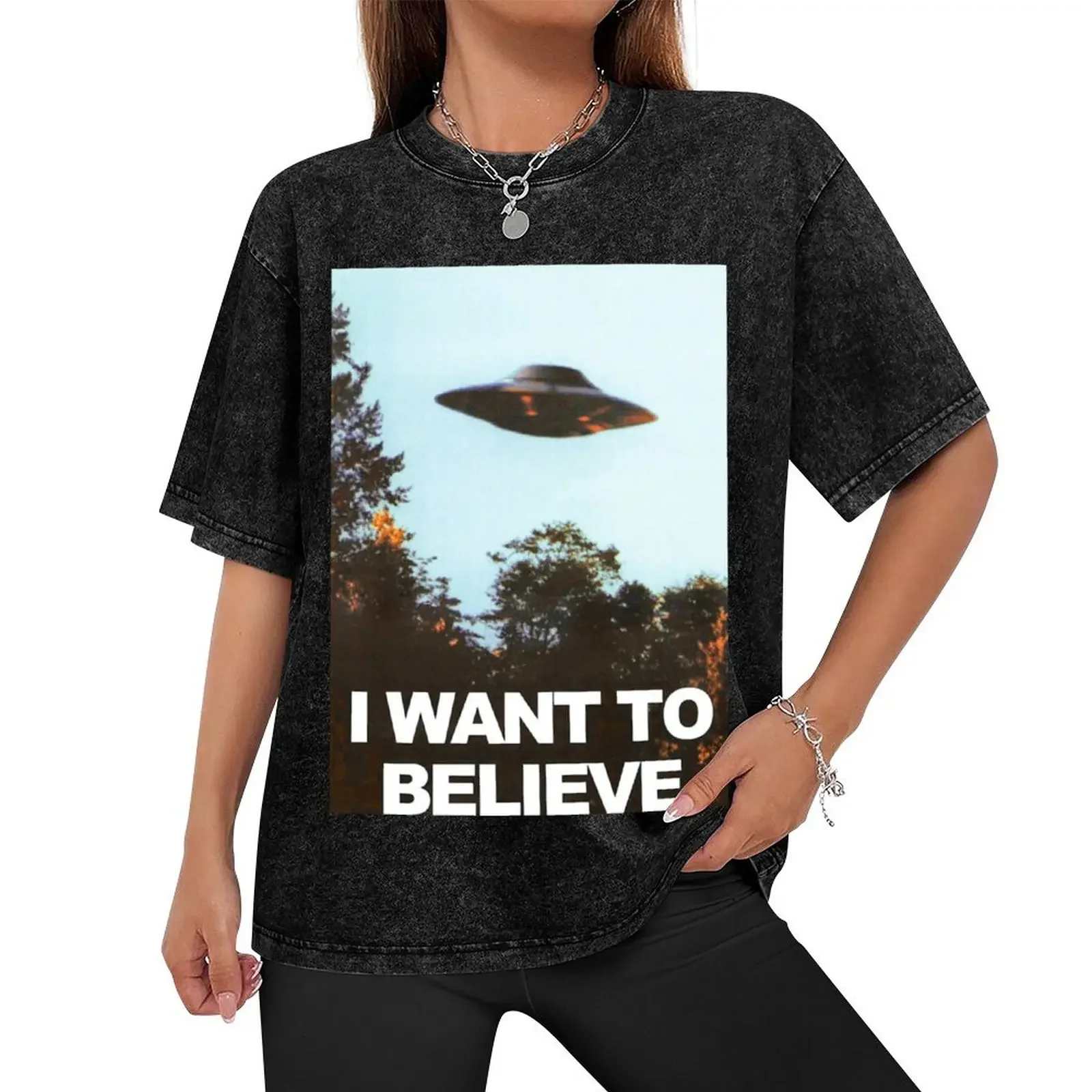 i want to believe!! wooo T-Shirt graphic t shirts korean fashion baggy shirts fruit of the loom mens t shirts