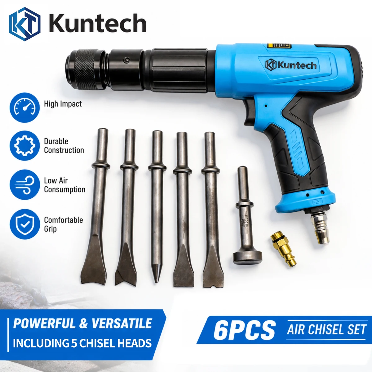 Portable Multi-Functional Pneumatic Impact Shovel Kit Air Hammer Brake Pads Repair Tool with Rust Removal Features