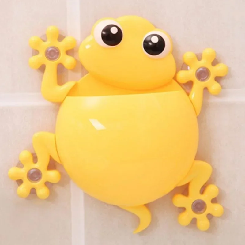 Animal Frog Toothbrush Holder Family Set Wall Bathroom Hanger Suction Wall Mount Suction Cup Toothpaste Storage Rack For Child