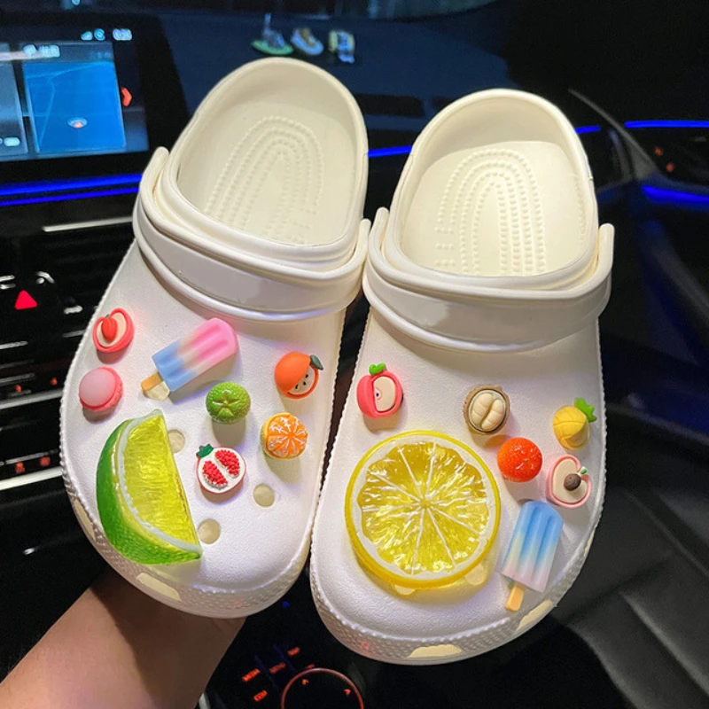 New JIBBITZ DIY Shoe Buckle Set Resin 3D Fruit Decorations with Green Stems  Shoe Buckle Decoration|Fruit Series Accessories