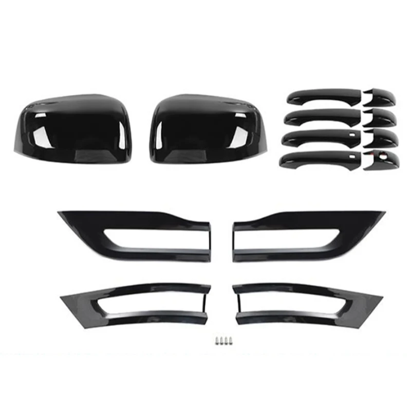 

Накладка на зеркало заднего вида + крышка заднего фонаря + накладка на внешнюю дверную ручку, черный ABS для Jeep Grand Cherokee 2014-2020