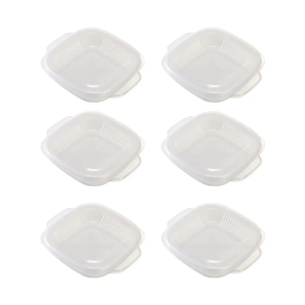 

6Pcs Double Layer Food Storage Containers White with Lids Fruit Storage Organizer Stackable BPA-Free Rice Crisper