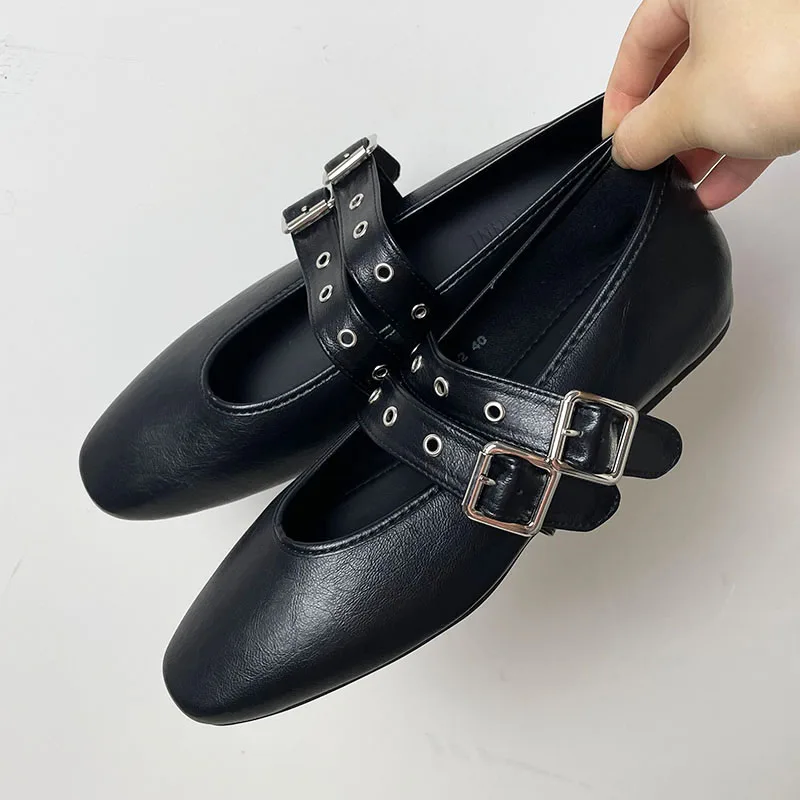 Spring Female Buckle Strap Footwear Ballet Flats Fashion Women Dance Shoes Round Toe Ladies Flats With Lolita Shoes